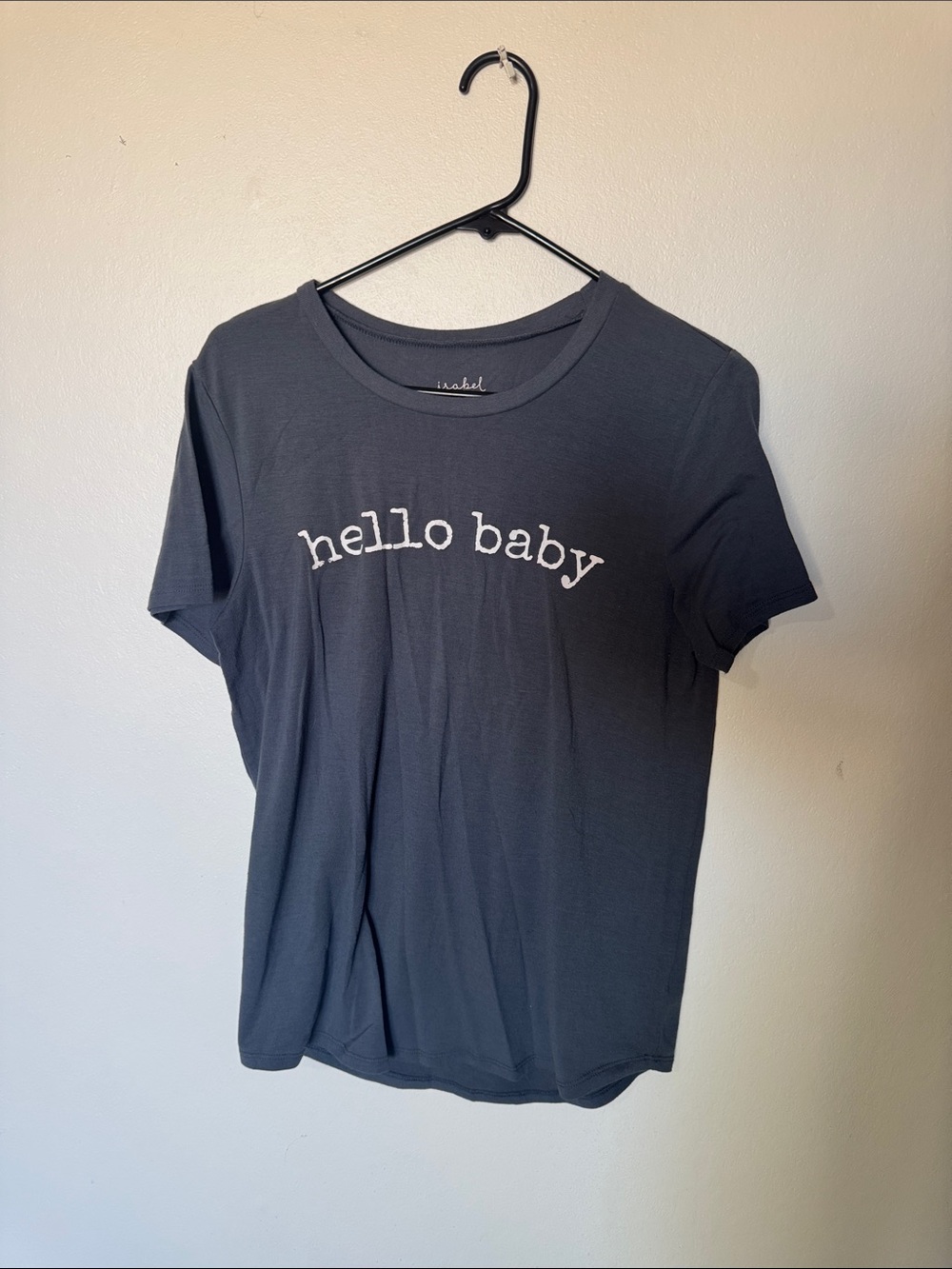 Isabel Maternity by Ingrid & Isabel Dark Gray 'hello baby' Graphic Tee